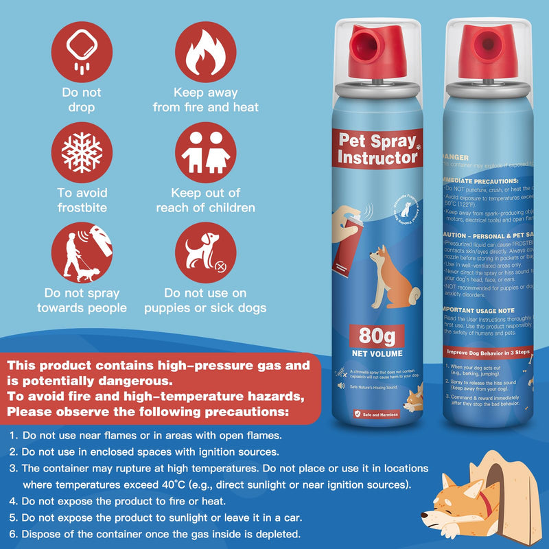 Corrector Spray Dog Trainer - 80ml Professional Dog Corrector Spray for Stops Barking, Jumping, Aggression & Unwanted Behaviors, Safe, Humane & Effective