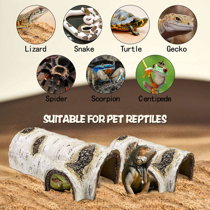 Cosyall Reptile Hide Caves Simulation Tree Hideout Snake Hide Leopard Gecko Terrarium Plastic Plant Leaves Ornament Habitat Shelter Decor for Lizard Hermit Crab Spider Frog Amphibians Large - PawsPlanet Australia