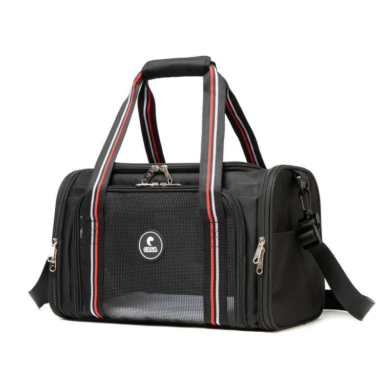 CAGA Soft-Sided Pet Carrier - Ventilated Foldable & Collapsible Under Seat Travel Kennel with Pockets for Small to Medium Dogs & Cats up to 15 lbs (Black) - PawsPlanet Australia