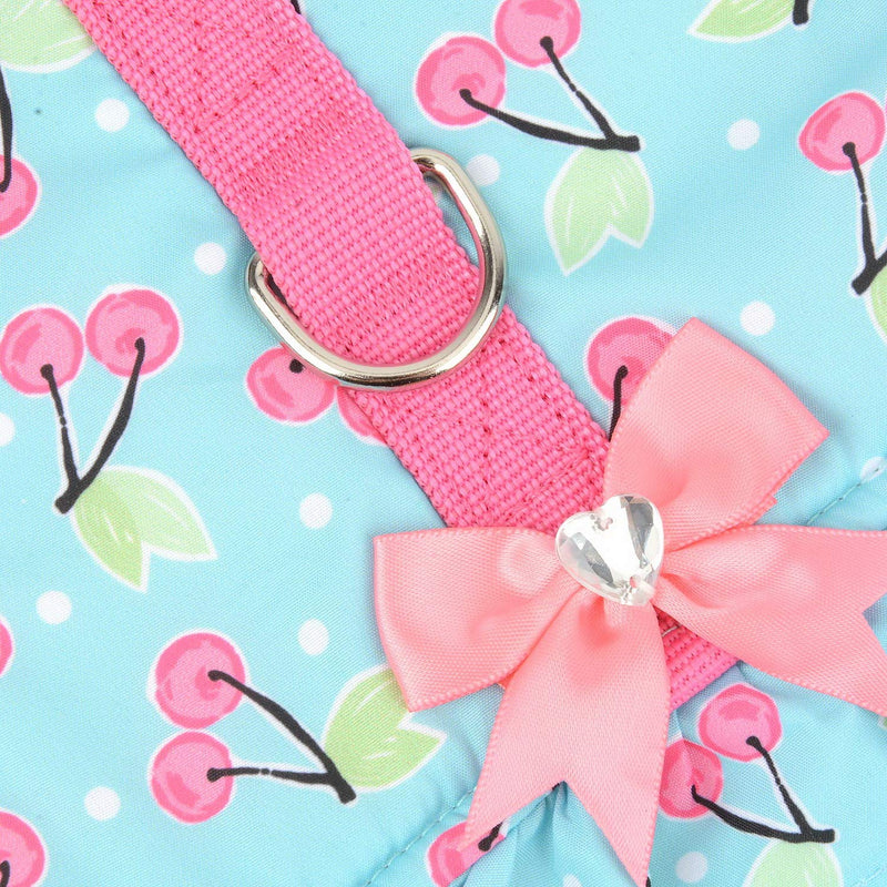 SELMAI Cat Harness and Leash for Walking Escape Proof Cherry Vest Harness for Small Dogs Boys Girls Kitten Puppies Easy on Jacket Soft Padded Cat Vest for Walking Outdoor Spring Autumn XS blue cherry - PawsPlanet Australia