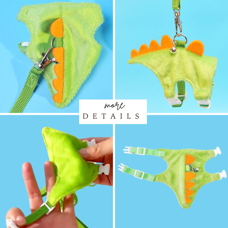 Hedgehog Leash and Harness Clothes Accessories, Dinosaur Shaped Harness Leash for Training Playing, Hamster Clothes for Ferret Guinea Pig Hamster, Hedgehog Accessories, Guinea Pig Outfits (Green) Green - PawsPlanet Australia