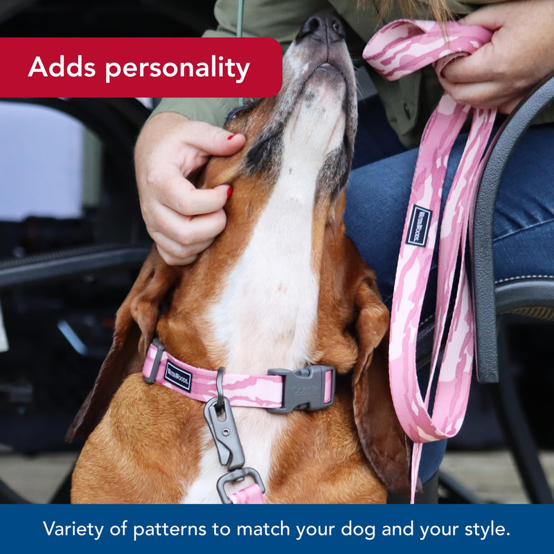 Water & Woods Patterned Dog Leash by Coastal Pet - Strong Dog Leash - Scissor Snap Closure - Fray-Resistant Nylon - Stylish Patterns - Bottomland Pink, 1" x 6' - PawsPlanet Australia