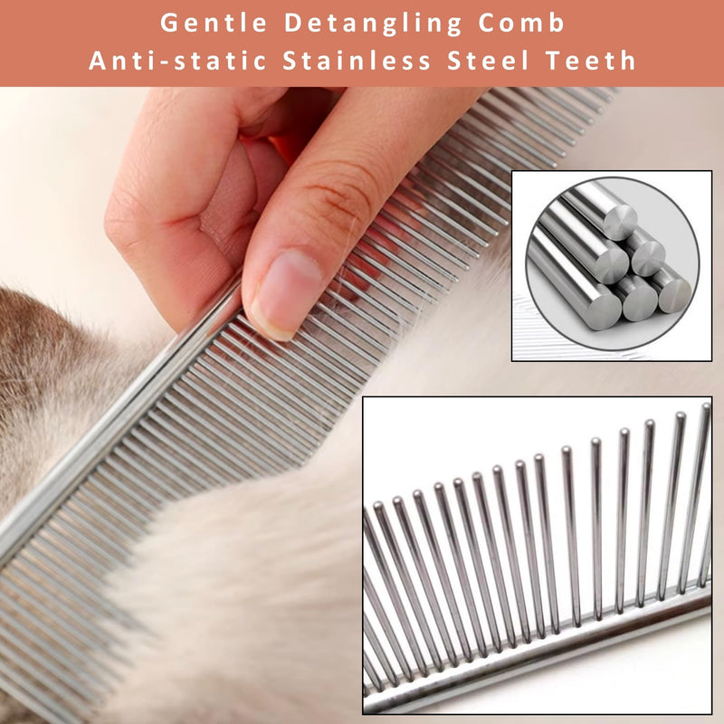 2-in-1 Dog Slicker Brush & Comb for Golden Retriever & Doodle - Easy Detangling & Deshedding, Tailored for Matted Coats of Long Curly Haired Doodle Mixes - Effortless Tangle-Free Grooming Large Coral - PawsPlanet Australia