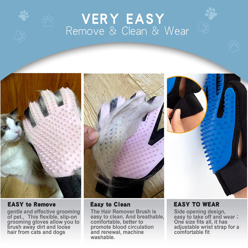 GOESWELL Double-Sided Undercoat Rake for Pet Grooming - Shedding and Dematting Comb with Grooming Glove (Blue 2 Pack) Blue(2 Pack) - PawsPlanet Australia