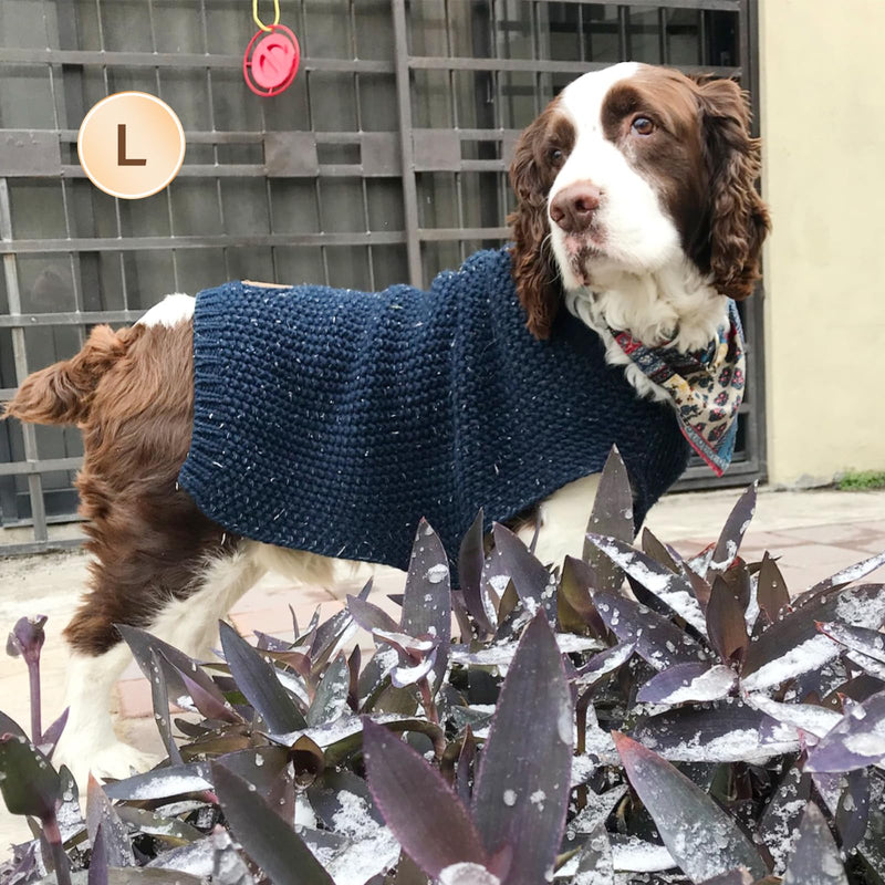 KYEESE Dog Sweater Warm Dog Coats Comfy Dog Sweater Medium Size Dog Medium Dog Sweater with Reflective Yarn Stretchy Dog Clothes Pullover Dog Sweater for Medium Dogs Boy, Navyblue, L L (30-45lbs) 1# Navyblue - PawsPlanet Australia
