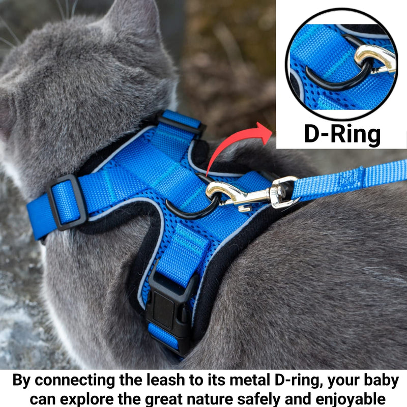 Mr. Peanut's PurrTrek Reflective Cat Harness with Matching Leash (Extra Small, Blue) Extra Small - PawsPlanet Australia