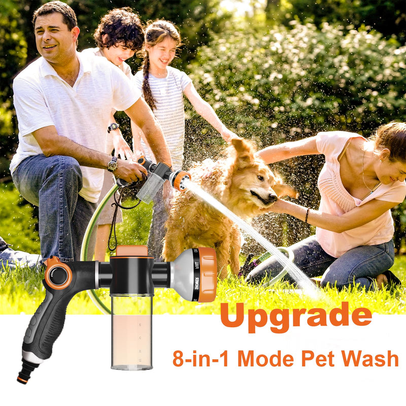 Dog Shower Attachment,Upgrade 8-in-1 Mode Dog Washing Hose Attachment with 3.5oz 100cc Soap Dispenser, Replacement Hose Adapter for Pet Washing Irrigated Lawn Patio Car Cleaning - PawsPlanet Australia