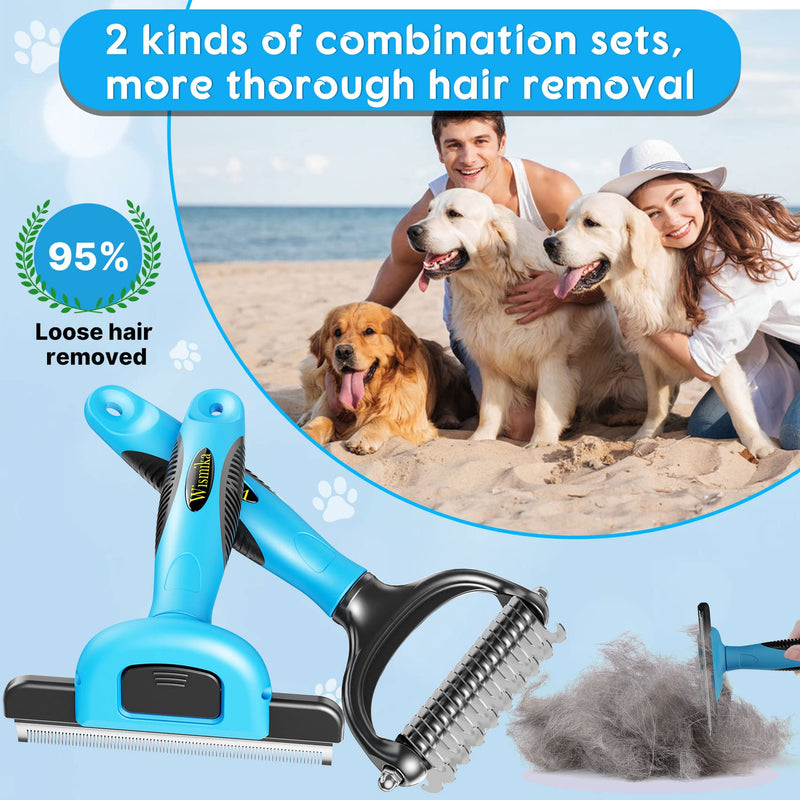 Cat Brush, Dog Brush, 2-in-1 Undercoat Brush for Medium and Long Hair, Professional Dog Brush, Undercoat or Undercoat Brush, Stainless Steel Dog Comb for Medium to Large Cats and Dogs - PawsPlanet Australia