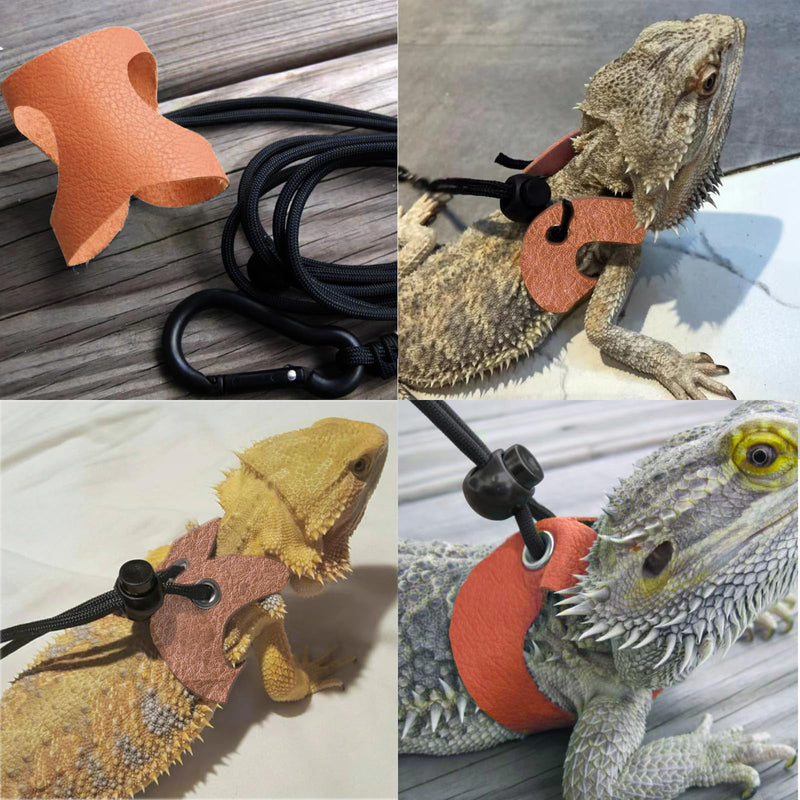 Lizard Adjustable Harness Leash,Bearded Dragon Harness Leash Set for Guinea Pig,Chameleon and Other Small Animal,Outdoor Used (Leather, Brown) Leather - PawsPlanet Australia