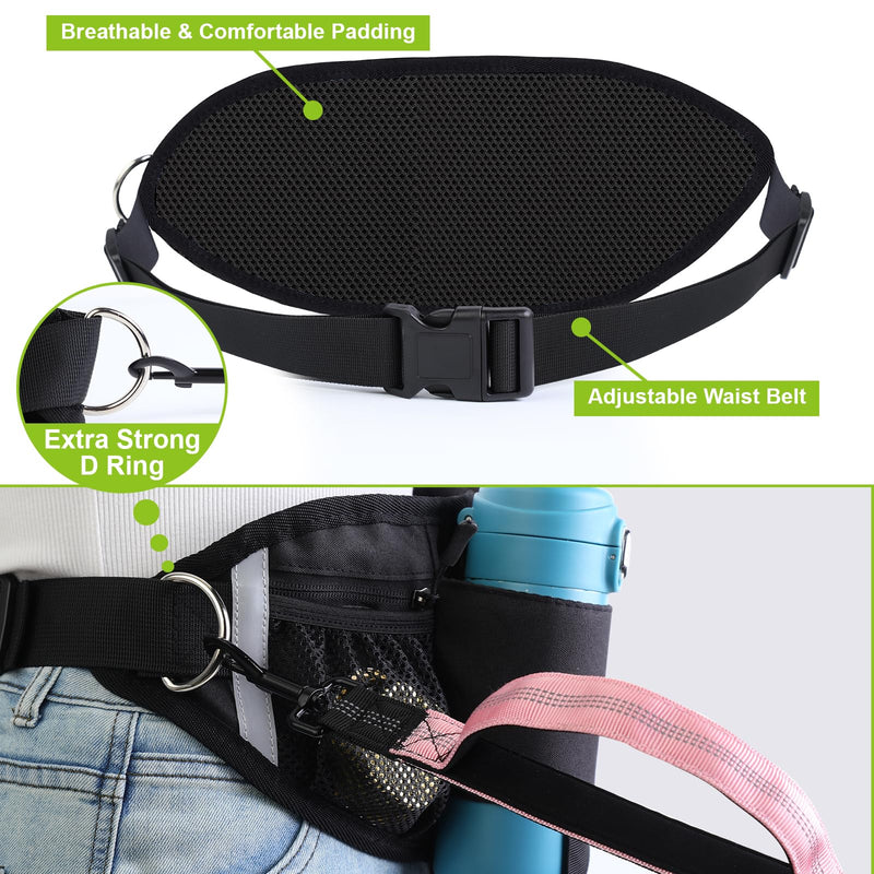 Hands Free Dog Leash with Adjustable Waist Belt, Double Waist Leash for Two Dog Walking Training Jogging, Double-Leashes for Two Large Dogs, Dual Padded Handles Pet Running-Leashes Hands Free(Pink) Pink For 2 Dog - PawsPlanet Australia