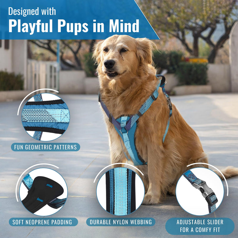 No-Pull Dog Harness with Handle - Escape Proof, Anti-Pulling, Grip Control, Multi-Angle Reflective for Safe Walks & Training, Easy On & Off, Metal Buckle–Pet Harness, Medium/Large Dogs- H4- Orange L:Neck19.7"~27.6",Chest24.8"-33.5" - PawsPlanet Australia