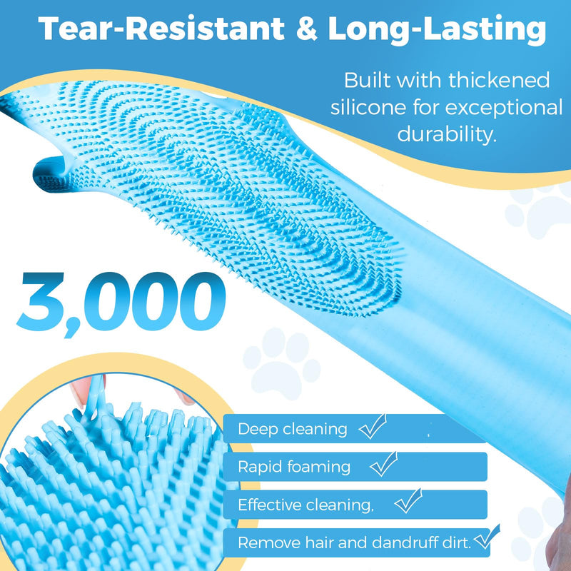 Pet Grooming Gloves, Dog Washing Gloves with Silicone Teeth, Dog Bathing Shampoo Brush, Heat Resistant Five-Finger Design for Bathing, Massaging, Hair Removal, Suitable for Dogs and Cats - PawsPlanet Australia