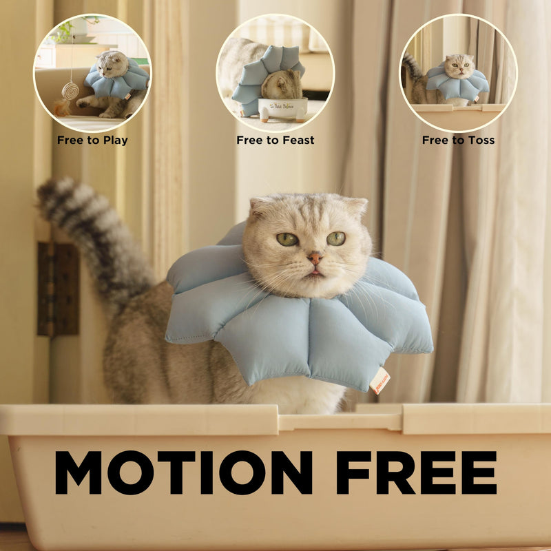 Puffy Crew Soft Cat Cone Collar, Adjustable Waterproof Recovery Collar, Lightweight Elizabethan e Collar for Cats of All Breeds (Blue, Small, Neck Circumference 5.5'' - 8.5'') Sky Blue