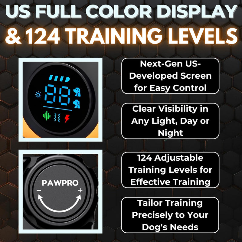 Dog Shock Collar with Remote, Unmatched 4-Mile Range, Night-Light Mode, Training Guide Included, 124 Training Levels & 4 Modes, Beep Vibration Shock, Waterproof Rechargeable, Fits All Dogs (1 Collar) 1 Collar - PawsPlanet Australia