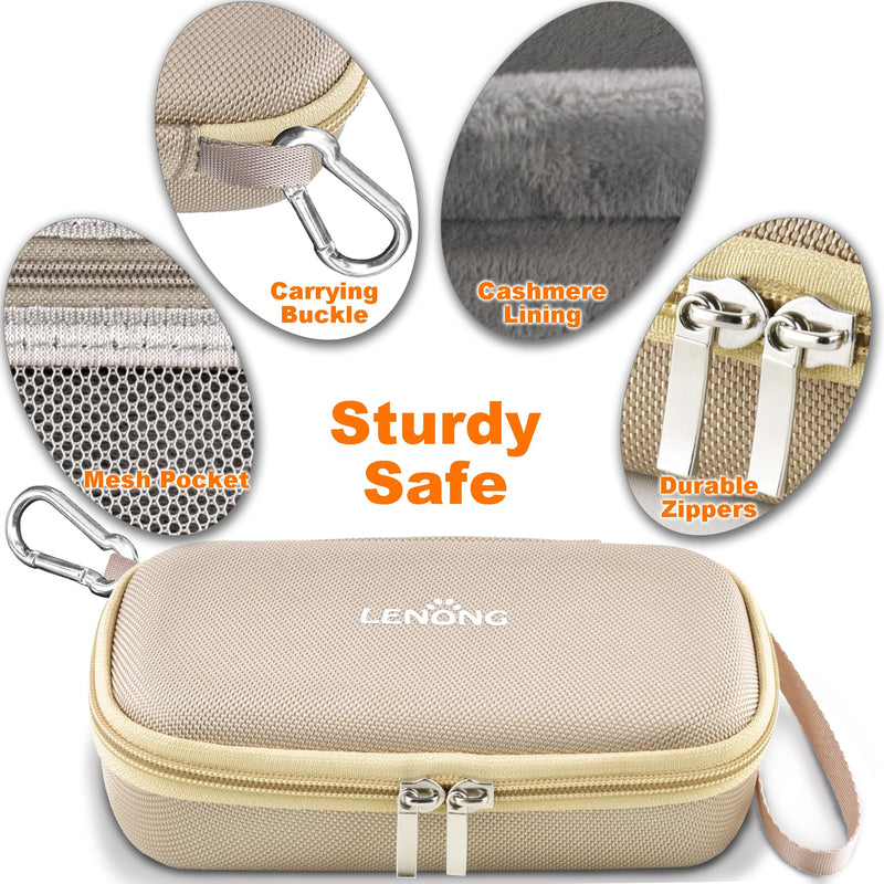 LENONG Small Hard Case Portable Protection Universal Accessories Carrying Bag for Nail Grinders, Shaver, Cell Phone, Earphone, Power Bank, Charger, Cable, Key - Mesh Inner Pocket Cream - PawsPlanet Australia