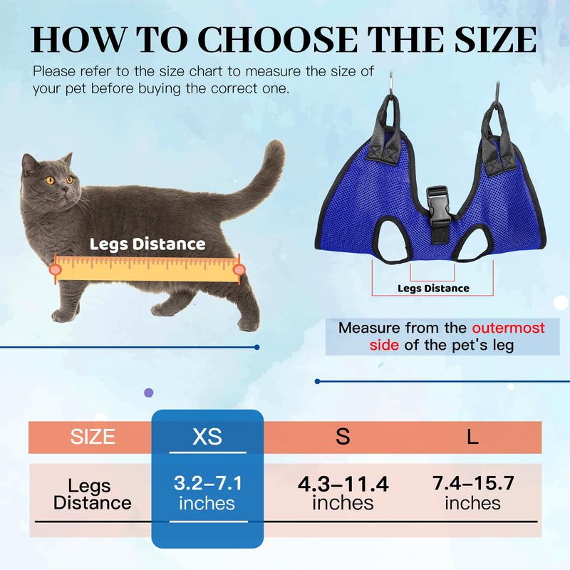 PatiencET Dog Grooming Hammock, Pet Grooming Hammock for Cats & Dogs, Dog Holder for Nail Trimming, Cat Sling for Nail Trimming with Nail Clippers/Trimmer, Nail File, Pet Comb(XS) XS Blue
