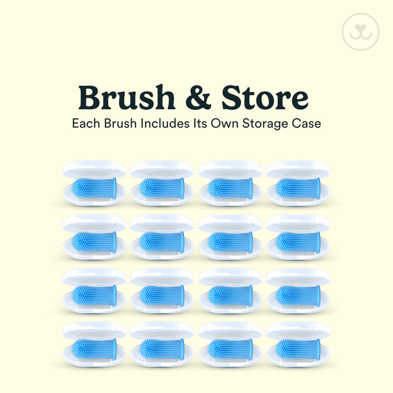 Jasper Dog Toothbrush, 360 Degree Pet Tooth Brushing Kit, Cat Toothbrush, Canine Dental Care & Teeth Cleaning Kit, Pet Finger Tooth Brush, Use with Dog Toothpaste, 16-Pack Blue Blue (16pack) - PawsPlanet Australia