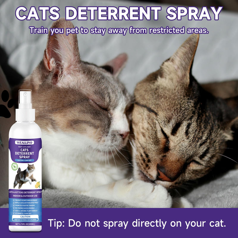 Cat Deterrent Spray 6.76 FL Oz - Cat Repellent Spray Indoor & Outdoor Repellent for Cats and Kittens, Anti-Scratch Training Aid for Furniture, Sofas, Rugs, Curtains, Plants - Non-Toxic, Alcohol-Free