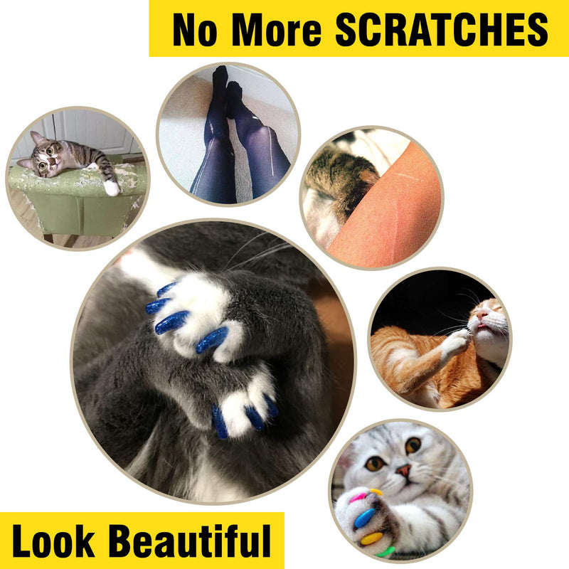 Cat Nail Caps | Cat Claw Covers | with Adhesives and Applicators (S, 5X Solid Random Colors | 100 pcs) S - PawsPlanet Australia