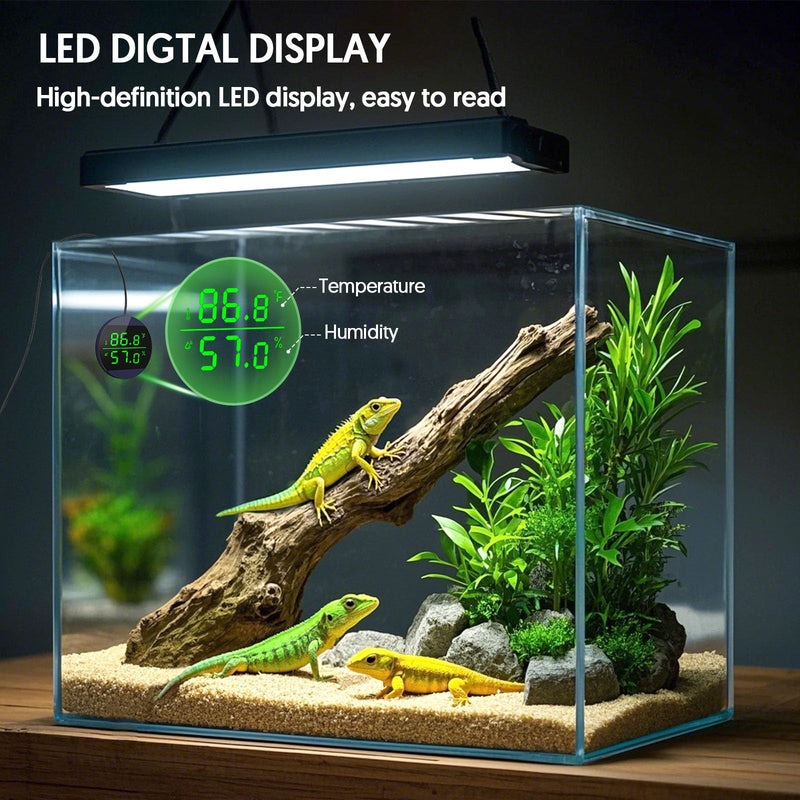 QZQ Reptile Thermometer and Humidity Gauge, LED Digital Thermometer Hydrometer, Reptile Tank Accessories for Bearded Dragon, Crested Gecko, Snake, Jumping Spider, Lizard, USB Power Supply (Blue) Blue - PawsPlanet Australia
