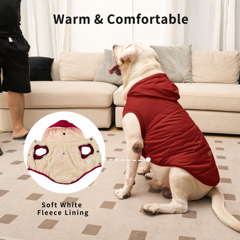 Fleece Lining Extra Warm Dog Hoodie in Winter for Small Dogs Jacket Puppy Coats with Hooded,Red M Medium (Pack of 1) Red - PawsPlanet Australia