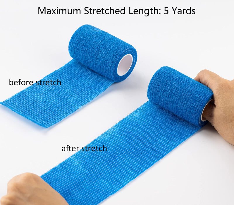 16 Rolls Self Adhesive Bandage Wrap 3 inch, Self Sticking Bandage Wrap, Wound Wrap Self Adherent for Wrist Ankle Sprains, Swelling, Vet Wrap for Horses Pet Animals (Blue) Blue