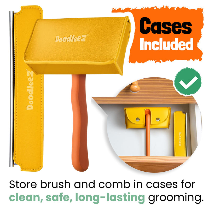 Doodle Brush for Dogs - Goldendoodle Brush with Poodle Comb and Cases Included - Goldendoodle Must Haves Grooming Tools - Designed for Doodles, Labradoodles, Bernedoodles - Medium - Orange - PawsPlanet Australia