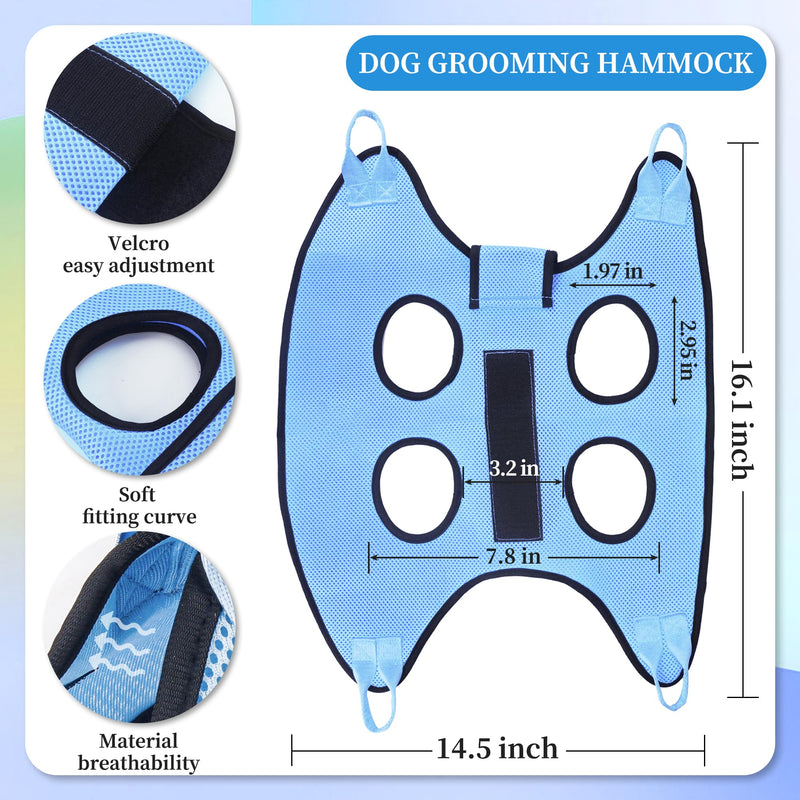 PatiencET Cat Grooming Hammock for Nail Trimming Pet Hammock for Small Dogs with Security Strap Dog Sling for Nail Clipping with Clippers Nail File and Pet Comb (Cerulean XS) Cerulean - PawsPlanet Australia