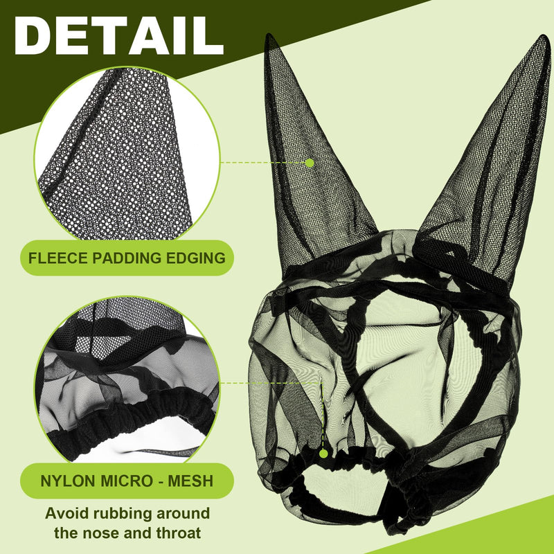 1 Pcs Small Donkey Fly Mask with Ear Protection Breathable Mule Fly Mask with Long Ears Protection from Insects and Bugs Soft Mesh with Adjustable Fastener Easy get on and Off(Black) Black 1