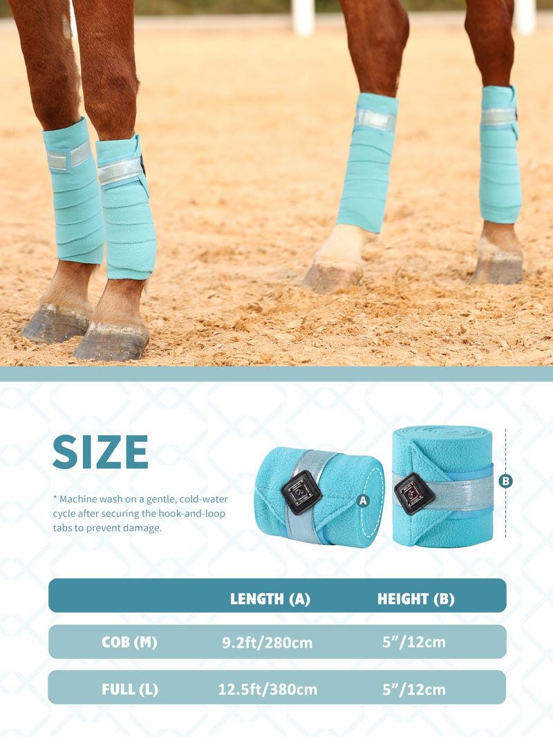 Horse Polo Wraps Upgrade with Bling Leg Wraps for Horses 4-Pack Fleece Leg Wraps Stable Supplies-Sky Blue L Sky Blue