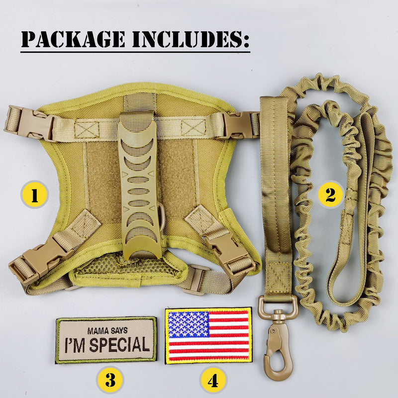 Tactical Cat Harness and Leash for Walking Escape Proof, Adjustable Military K9 Pet Vest Harness Easy Control for Large Cat, Puppy and Small Dog (Coyote Brown) Coyote Brown - PawsPlanet Australia