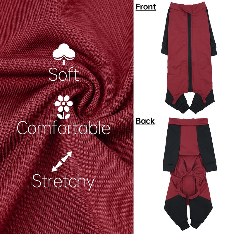 Dog Pullover, Dog Recovery Suit Long Sleeve(Red, L) Large Red