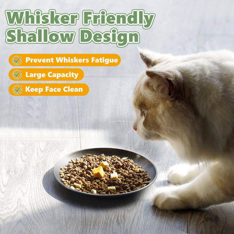 4 Pcs Wide Whisker Friendly Cat Dishes Set 6.7", Stainless Steel Cats Bowls, Shallow Food Bowl, Indoor Kitten Feeding Wet & Dry Food Dish to Prevent Whisker Fatigue(13 OZ) 4 Dishes - PawsPlanet Australia