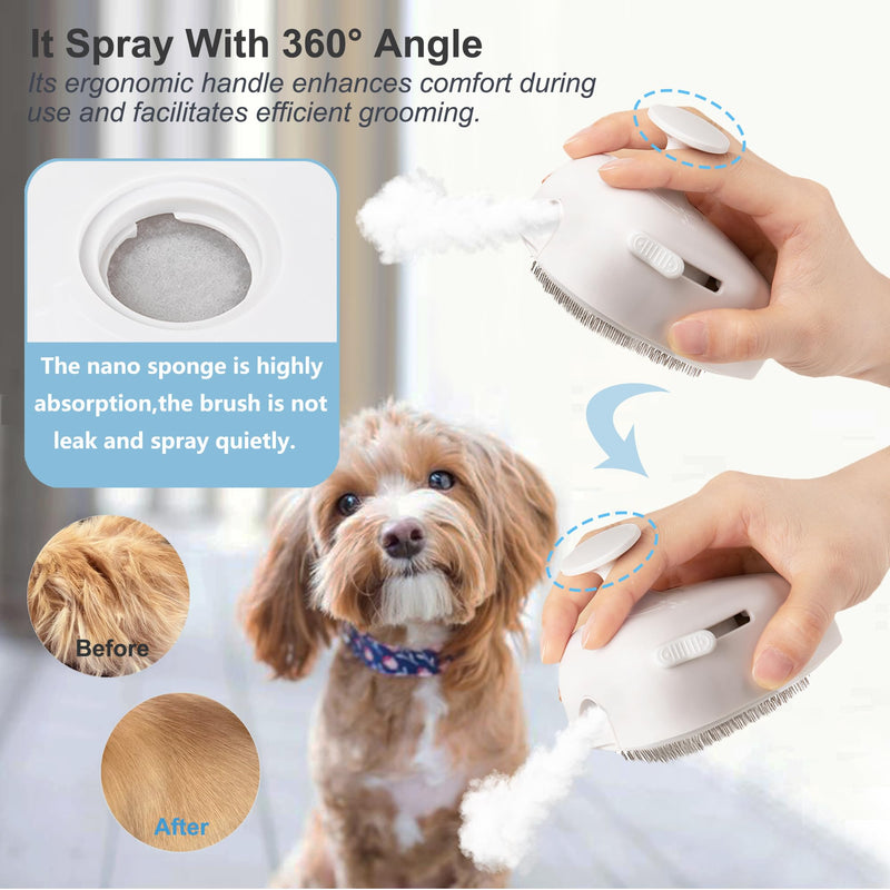 Cat Steam Brush for Shedding,Self Cleaning Cat Brush with Steam,Rechargeable Pet Steam Brush,Mist Brush Comb for Indoor Cats,Cat Hair Brush,Steamy Cat Brush for Short&Long Haired Pets.(White) White - PawsPlanet Australia