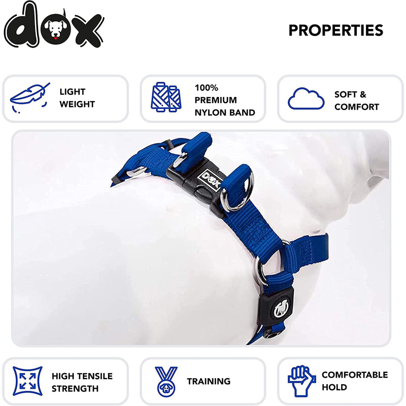 DDOXX Step-in Dog Harness for Small Dogs - Lightweight, Breathable, Durable Nylon, Safety Buckle, Metal D-Ring - Heavy Duty, Adjustable, Escape-Proof XS Puppy Harness in Blue for Training and Walking XS - 0.4 x 12.6-17.5 in - PawsPlanet Australia