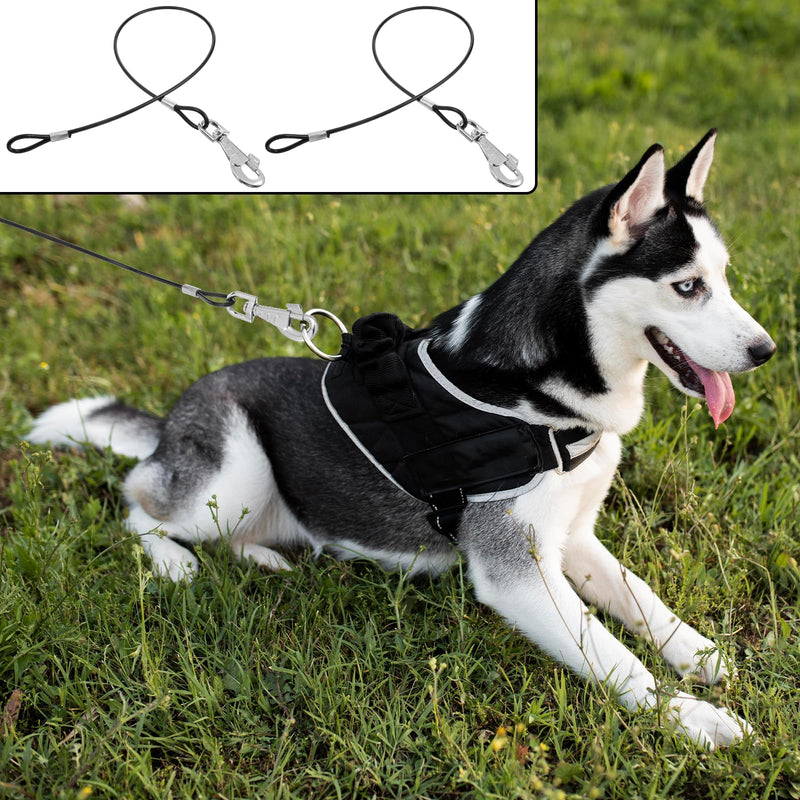 2 Pack Dog Collar Leash Extender Chew Proof Heavy Duty Dog Leash 60cm Metal Cable Leads for Any Leashes & Collar & Harness(Black) - PawsPlanet Australia