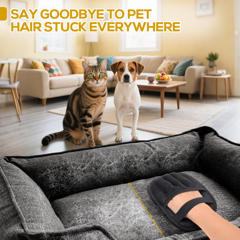 BABORUI Pet Hair Removal Glove - 2 Pack Five Finger Electrostatic Gloves Pet Hair with 2Pcs Flea Comb, Dog and Cat Hair Removal Tool for Furniture Car Couch Carpet Clothes - PawsPlanet Australia
