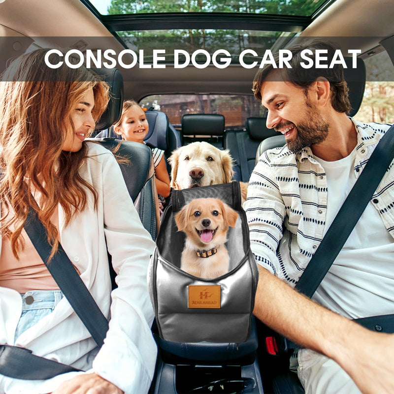 Multipurpose Console Dog Car Seat for Small Dogs & Cats， Portable Pet Carrier with Safety Tether & Storage Pockets (Black, Middle) Grey - PawsPlanet Australia