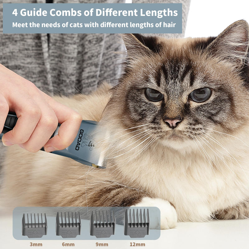 Cat Clippers for Matted Hair, Cat Grooming Kit, Cordless Cat Shaver for Long Hair, Low Noise Paw Trimmer, Cat Hair Trimmer for Grooming,Quiet Pet Hair Clippers Tools for Cats Dogs (Blue) Blue - PawsPlanet Australia
