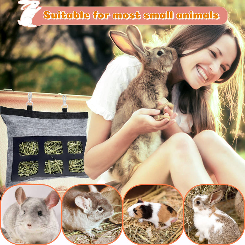 Rabbit Hay Feeder Bag, Upgraded Bunny Guinea Pig Hay Feeder, 600D Oxford Fabric Hay Holder for Small Animal Rabbit Guinea Pig Chinchilla Cage gary