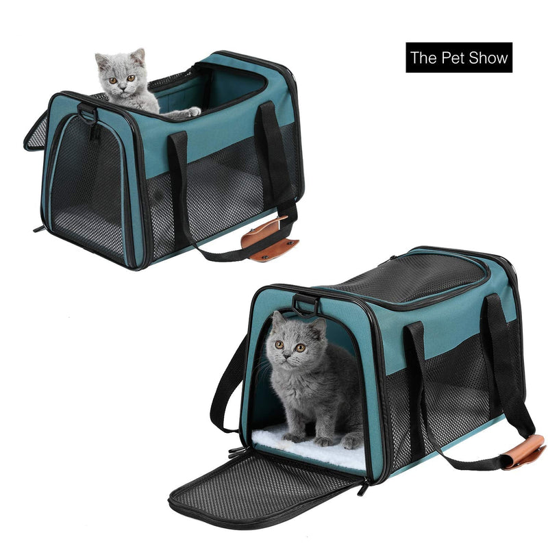 Cat Carrier - Portable Foldable Dog Pet Carrier, Soft-Sided Pet Bag up to 15 Lbs, Airline Approved Travel Puppy Carrier 17.5"L x 11.0"W x 11.0"H Blue - PawsPlanet Australia