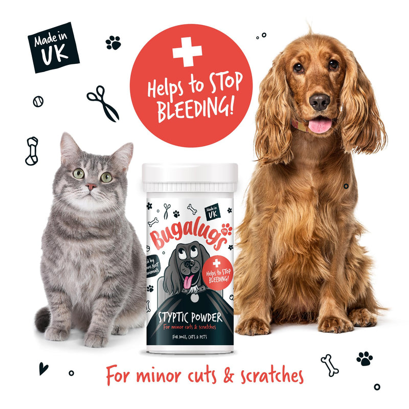 BUGALUGS Styptic Powder For Pets, Stops Bleeding Fast in Dogs, Cats, Birds, Rabbits & Pets, Safe Treatment for Cuts, Nail Clipper Nail Grinder Nicks and Grooming Dog First Aid Kit - PawsPlanet Australia