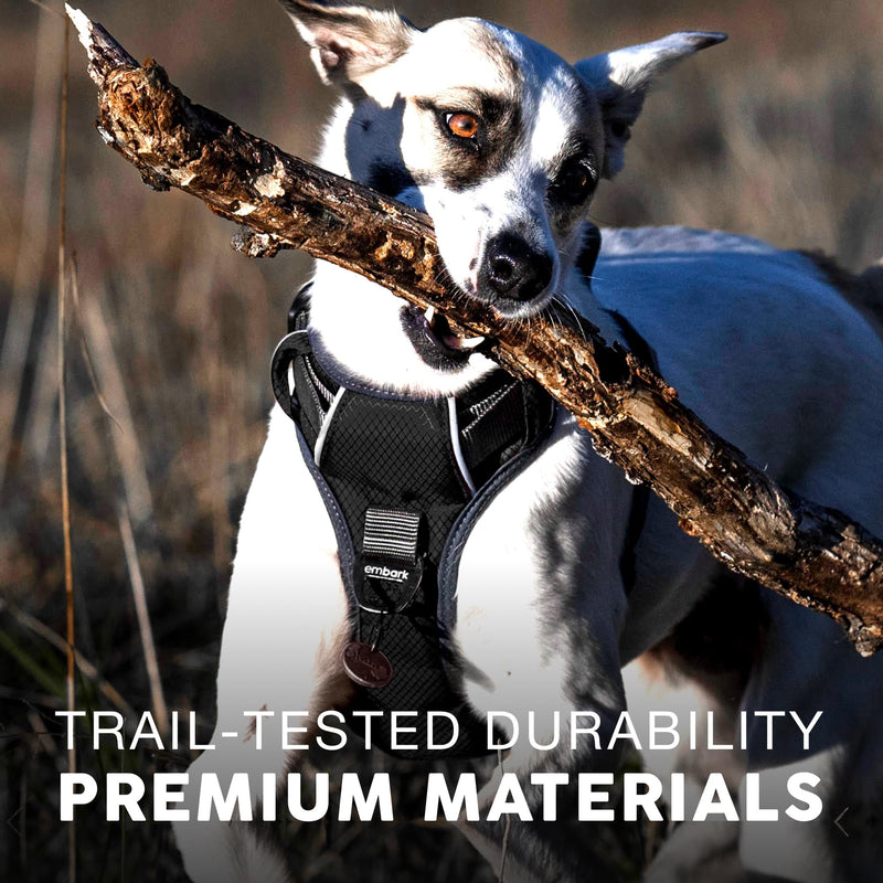 Embark Pets Adventure Dog Harness, No Pull Dog Harness with 2 Leash Clips, for Small Dogs Anti Pull Front & Back with Control Handle, Adjustable, Soft & Padded Black S (Chest: 44-59 cm)