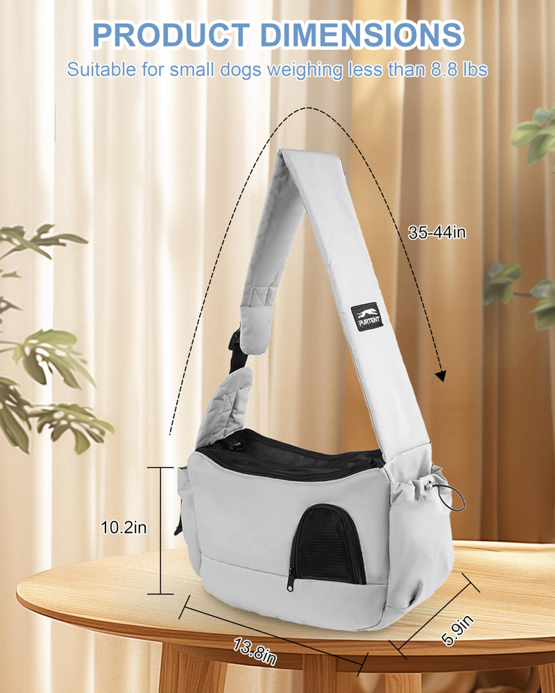 Dog Carrier Sling for Small Dogs & Cats Hand-Free Puppy Sling Purses with Storage Bag and Adjustable Shoulder Strap, Pet Sling Carrier Up to 8.8 Lbs (Grey) Grey - PawsPlanet Australia
