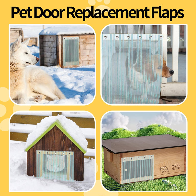 Dog Door Replacement Flaps Plastic Vinyl Strip for DIY Cat House, Eco-Friendly Clear Dog House Kennel Door Flap Strips - 8 in x 4.9 ft
