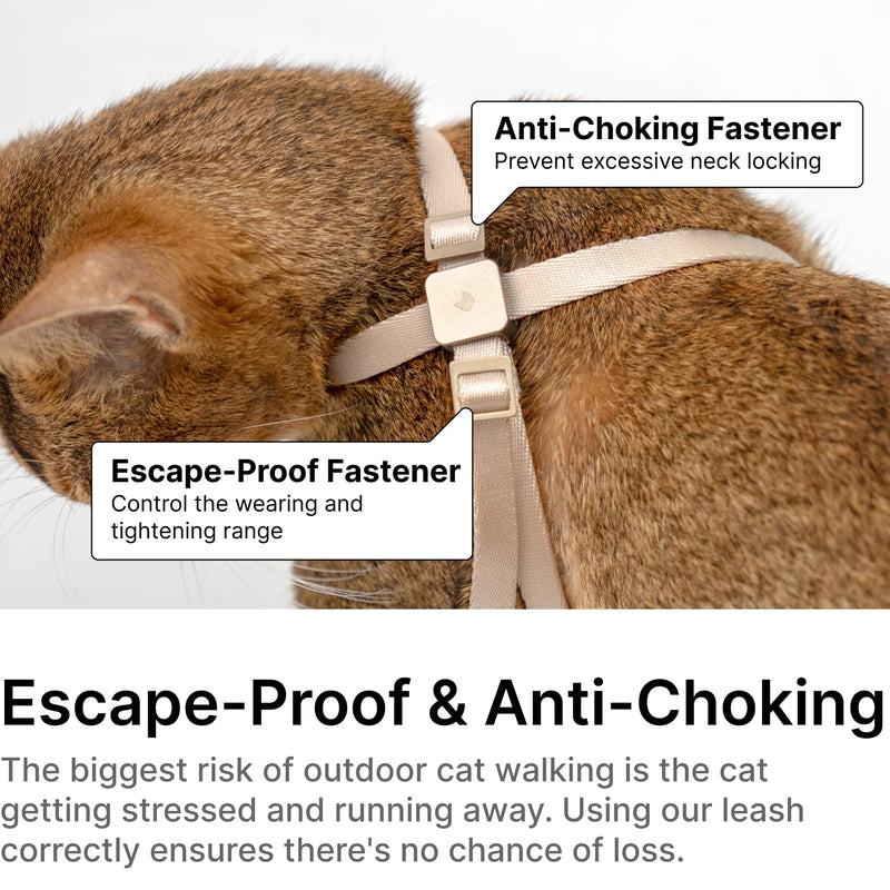 Cat Harness Escape-Proof Anti-Choking Adjustable Nylon Harness Lightweight with Anodized Aluminum Buckle, Ideal for Cats Outdoor Walking and Training, IDA Award (Blush Pink, S (13.8")) S (13.8") Blush Pink - PawsPlanet Australia