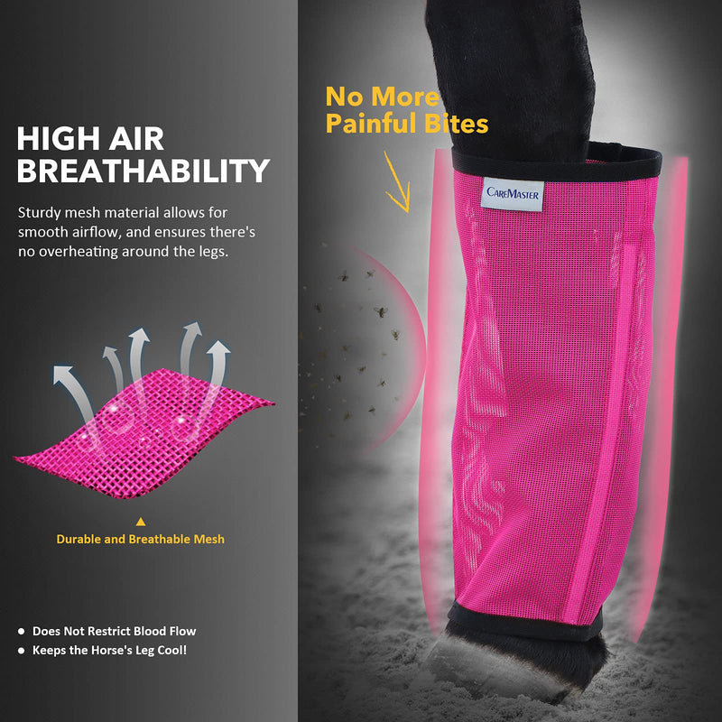 Fine Mesh Fly Boots Loose Fitting & Non-Slip Horse Fly Leggings No More Horsefly Nuisance Greatly Reduce Stomping Breathable with Natural Air Flow (Set of 4) Magenta Mini - PawsPlanet Australia