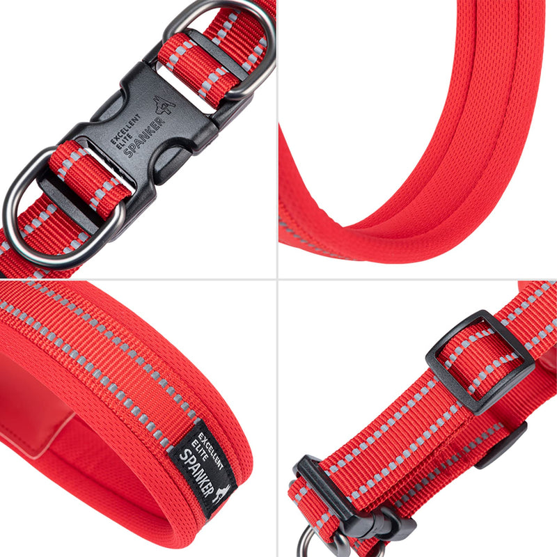 EXCELLENT ELITE SPANKER No Pull Dog Harness Step-in Adjustable Reflective Vest Soft Padded Easy Pet Chest Strap with Leash Clips for Small Medium Large Dogs Walking Training(Red-M) M-Chest 19-22" Red - PawsPlanet Australia