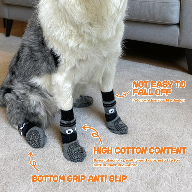 Non-Slip Dog Socks & Owner Sock Set- Extra-Grip, Paw Protection for Senior & Active Dogs Grey L - PawsPlanet Australia