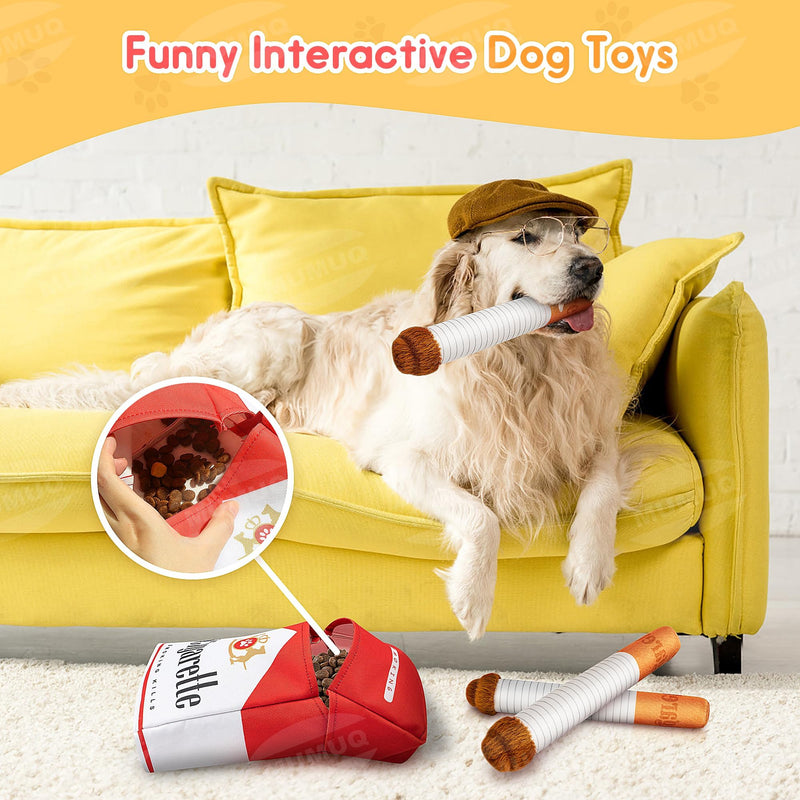 Cigarette Dog Toy Large, Plush Funny Dog Cigarette Toy 3 Packs Giggle Puff Stick Toys with Box, Interactive Squeaky Cigar Puppy Toys for Small to Medium Breed, Funny Puppies Gift Dog Accessories - PawsPlanet Australia